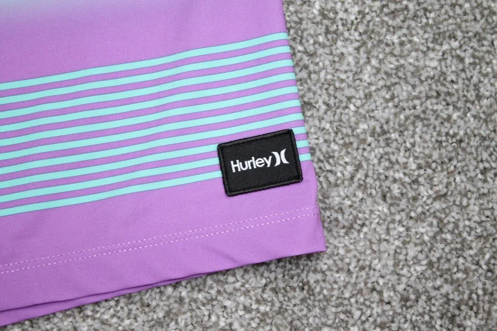 Hurley Phantom Boardshorts Men 32 Grey Purple Blue Striped Weekender Surf Swim